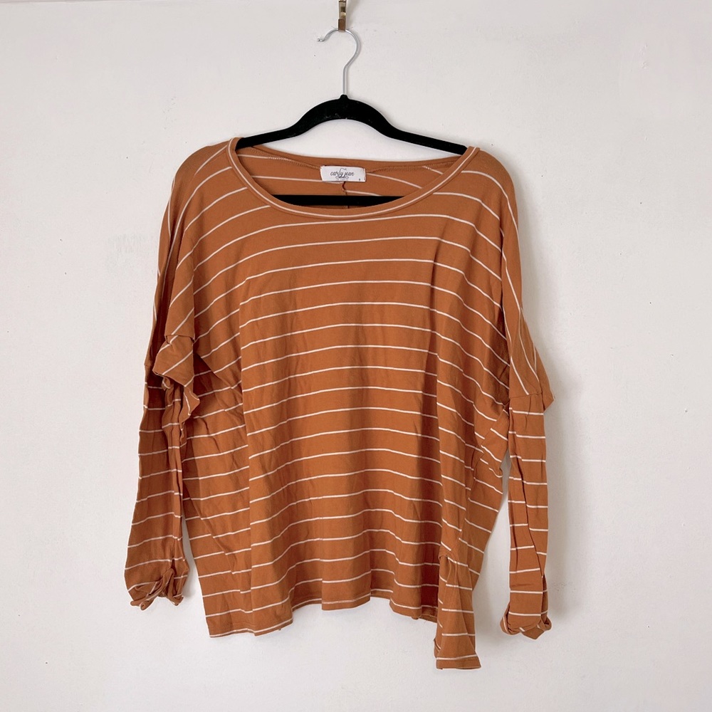 Urban Outfitters Women's Striped Brown Top